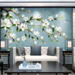 Papel de parede Flores brancas num ramo