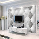 Papel de parede Padrão de diamante branco e cinzento