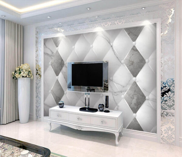 Padrão de diamante branco e cinzento Papel de parede Padrão de diamante branco e cinzento