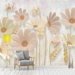 Papel de parede Flores delicadas num fundo em tons pastel