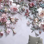 Papel de parede Flores delicadas num fundo texturado.