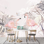 Papel de parede Flamingo cor-de-rosa com bico preto