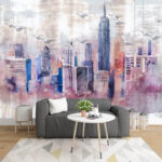 Papel de parede Pintura a aguarela de uma cidade