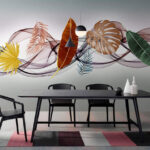 Papel de parede Grupo de folhas e ondas
