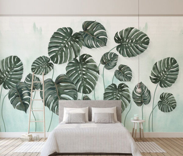 Grupo de folhas sobre um fundo branco Papel de parede Grupo de folhas sobre um fundo branco