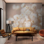 Papel de parede Delicado arranjo floral branco
