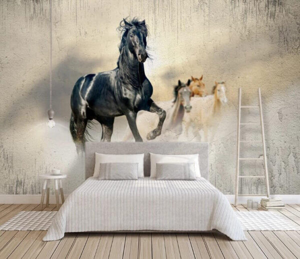 Cavalo preto com crina comprida Papel de parede Cavalo preto com crina comprida