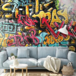 Papel de parede Graffiti amarelo e preto