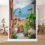 Papel de parede Encantadora cena de rua de uma aldeia italiana.