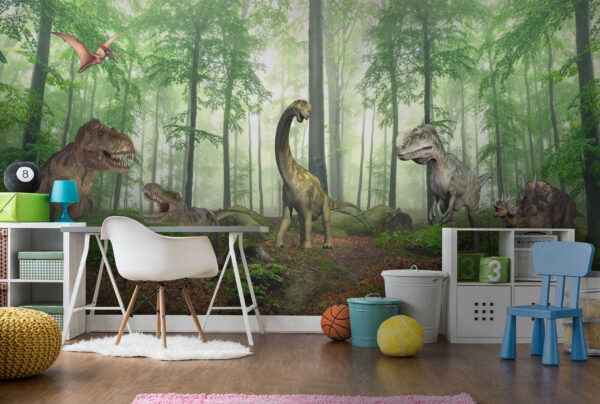 Dinossauro na floresta Papel de parede Dinossauro na floresta