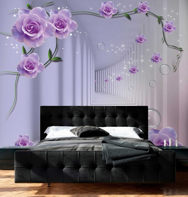Rosas de lavanda num corredor de sonho Papel de parede Rosas de lavanda num corredor de sonho