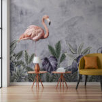 Papel de parede Flamingo e plantas