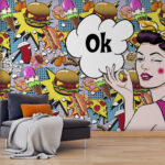 Papel de parede Mulher a segurar uma bolha com comida