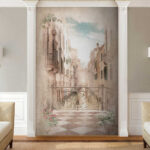 Papel de parede Rua veneziana com varanda ornamentada.
