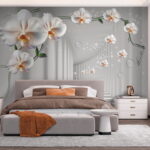 Papel de parede As orquídeas flutuam numa simetria sem fim.