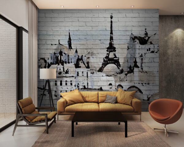 Pintura de uma cidade Papel de parede Pintura de uma cidade