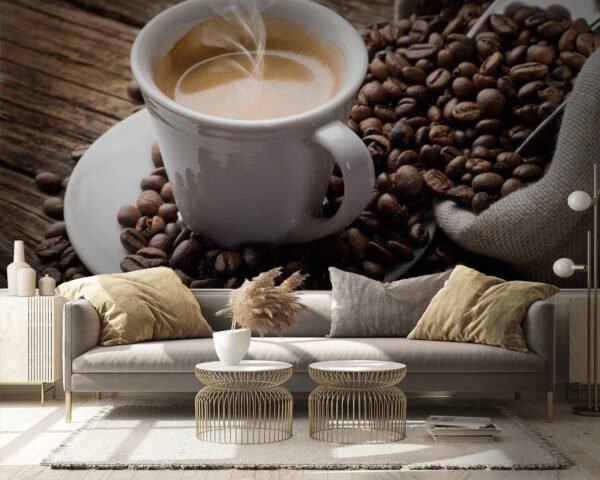 Chávena de café com vapor a sair Papel de parede Chávena de café com vapor a sair