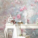 Papel de parede Pintura de flores numa parede