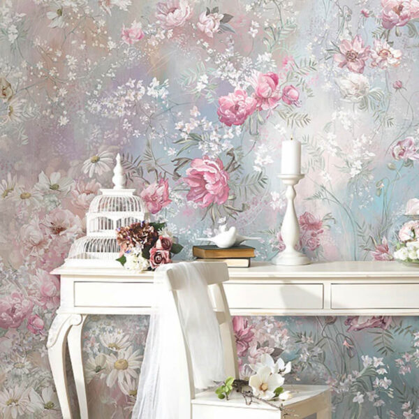 Pintura de flores numa parede Papel de parede Pintura de flores numa parede