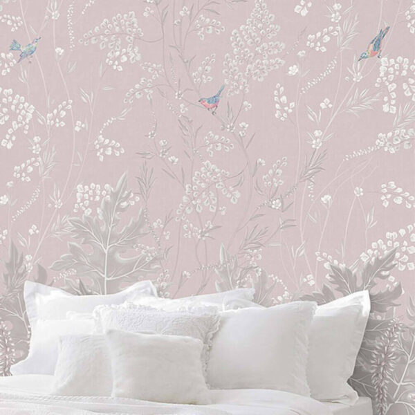 Papel de parede com pássaros e plantas Papel de parede Papel de parede com pássaros e plantas