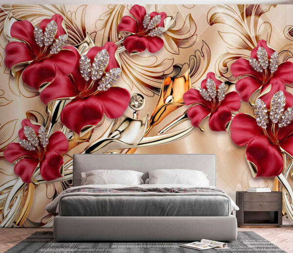 Desenho floral ornamentado com brilhantes Papel de parede Desenho floral ornamentado com brilhantes