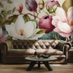 Papel de parede Jardim florido em cores vibrantes.
