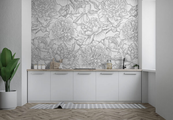 Ilustração pormenorizada de um padrão floral Papel de parede Ilustração pormenorizada de um padrão floral