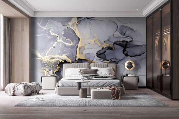 Arte fluida abstrata com reflexos metálicos Papel de parede Arte fluida abstrata com reflexos metálicos