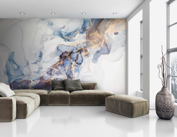 Arte fluida azul elegante com veias Papel de parede Arte fluida azul elegante com veias