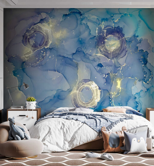 Pintura azul e branca Papel de parede Pintura azul e branca
