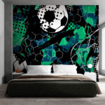 Papel de parede Padrão de futebol abstrato com hexágonos.