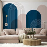 Papel de parede Frasco azul com linhas brancas