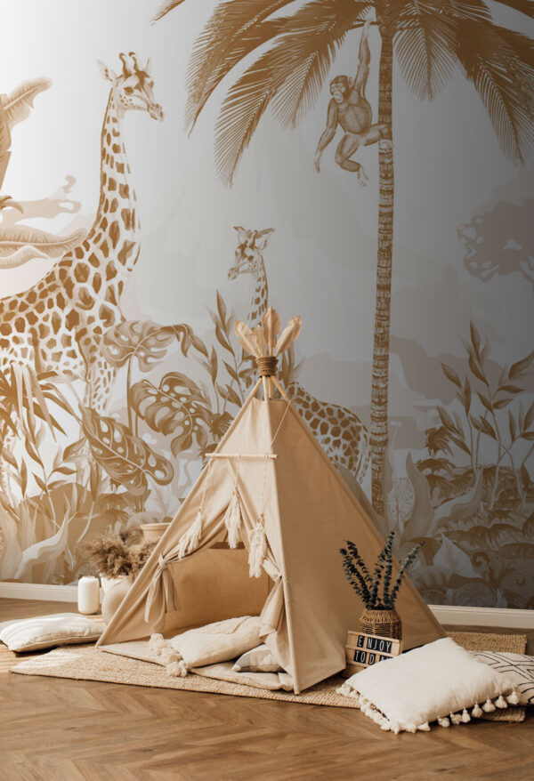 Papel de parede Girafa e um pássaro (REF: u73542) Papel de parede Papel de parede Girafa e um pássaro (REF: u73542)