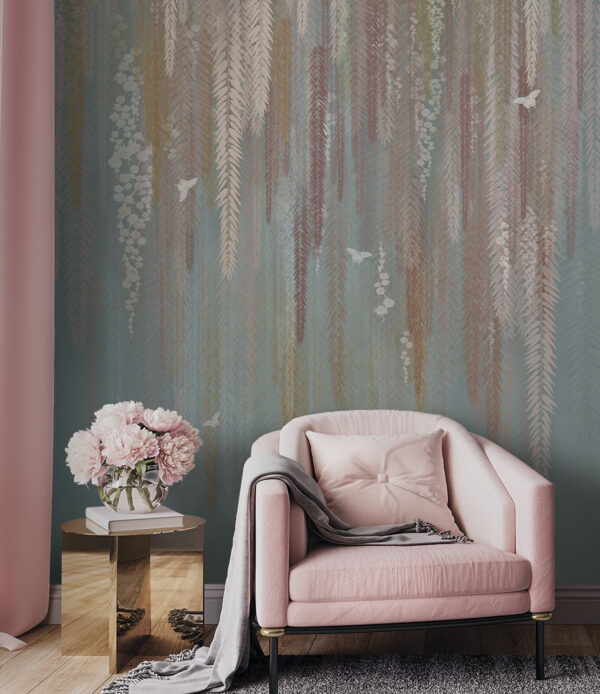 Tapeçaria floral elegante com cores suaves Papel de parede Tapeçaria floral elegante com cores suaves