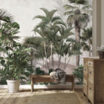 Papel de parede Paraíso tropical com uma vegetação luxuriante.
