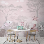 Papel de parede Desenho animado de um urso cor-de-rosa