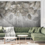 Papel de parede Folhas silenciosas num pano de fundo texturado