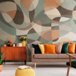 Papel de parede Formas abstractas em pastel sobrepõem-se de forma criativa.