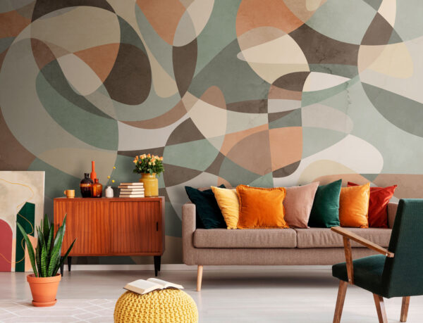 Formas abstractas em pastel sobrepõem-se de forma criativa Papel de parede Formas abstractas em pastel sobrepõem-se de forma criativa