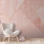 Papel de parede Formas e linhas geométricas em tons pastel.