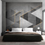 Papel de parede Geometria abstrata em monocromático e amarelo