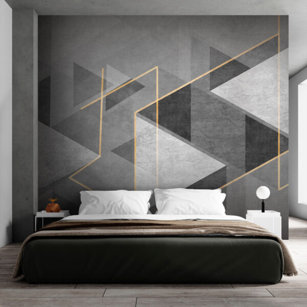 Geometria abstrata em monocromático e amarelo Papel de parede Geometria abstrata em monocromático e amarelo