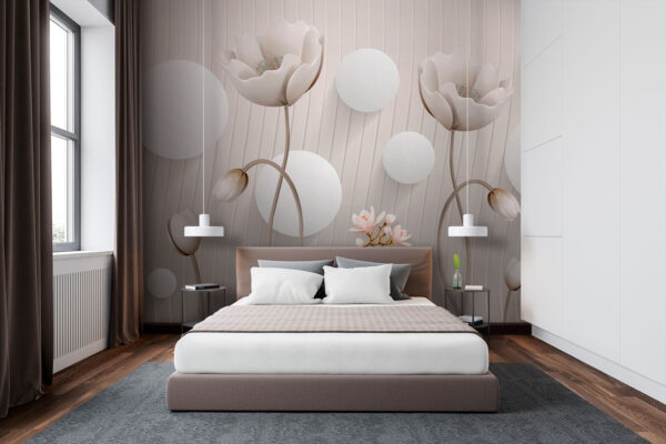 Papel de parede com flores e círculos Papel de parede Papel de parede com flores e círculos