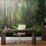 Papel de parede Caminho de terra batida através de uma floresta