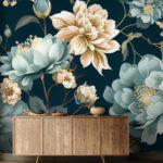 Papel de parede Padrão floral elegante em tons suaves.