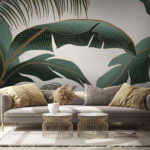 Papel de parede Folhas tropicais com padrões complexos