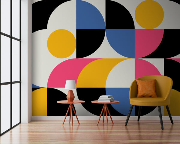 Círculo amarelo com um fundo cinzento Papel de parede Círculo amarelo com um fundo cinzento