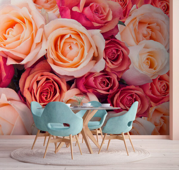 Grupo de rosas cor-de-rosa e brancas Papel de parede Grupo de rosas cor-de-rosa e brancas