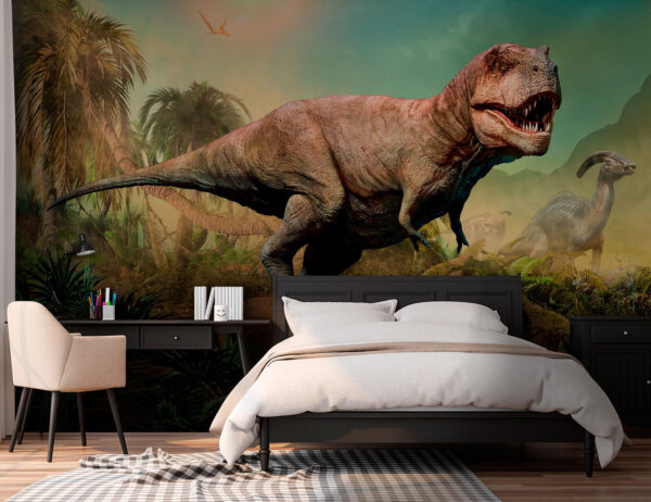 Dinossauro com chifres e pescoço comprido Papel de parede Dinossauro com chifres e pescoço comprido