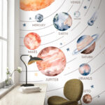Papel de parede Aguarela de um planeta com anéis